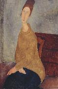 Amedeo Modigliani Jeanne Hebuterne with Yellow Sweater (mk39) oil painting on canvas